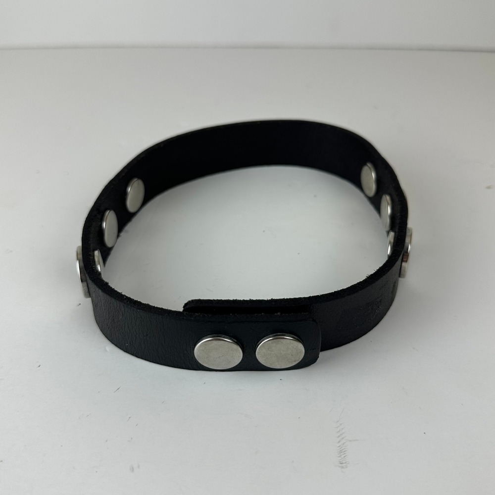 Unbranded Black Leather Studded Snap Necklace Choker Punk Goth Grunge Alt Biker
